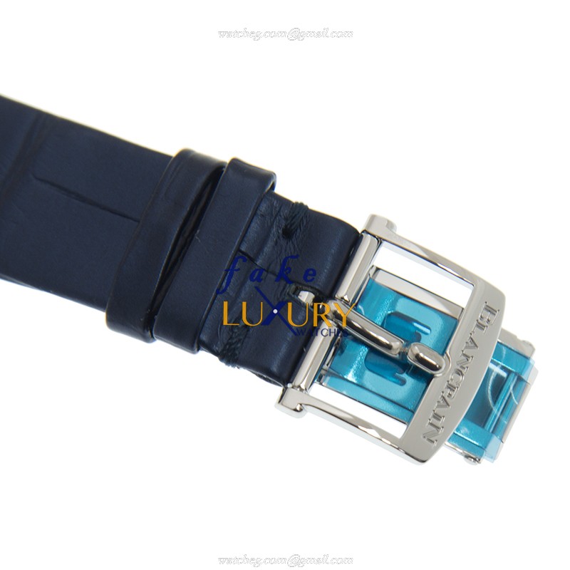 Blancpain Classic 6126-1127-55B Automatic Stainless Steel Diamonds Blue Alligator Replica Watch - Image 4