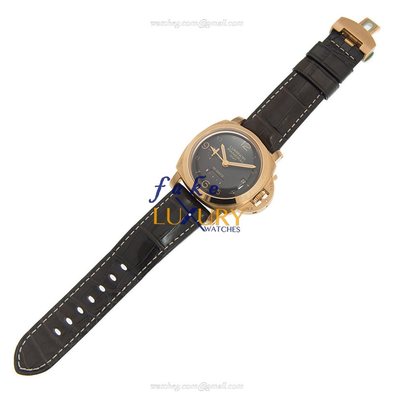 Panerai PAM00487 LUMINOR Automatic 18kt Rose Gold Replica Watch - Brown Leather Strap - Image 2