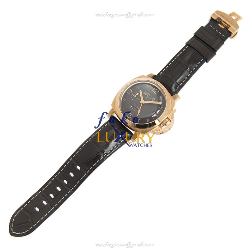 Panerai PAM00488 LUMINOR Auto 18kt Rose Gold Replica Watch, Brown Dial, Leather Strap - Image 2
