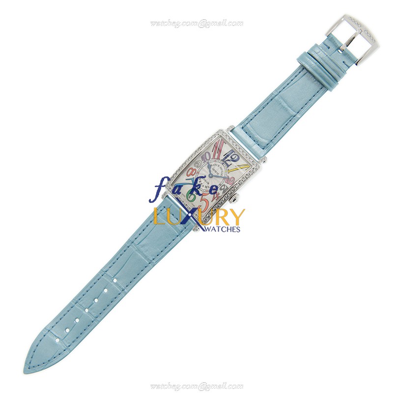 Franck Muller 952 QZ COL DRM D 1R AC Replica Watch, Quartz Movement, White Dial, Blue Alligator - Image 2