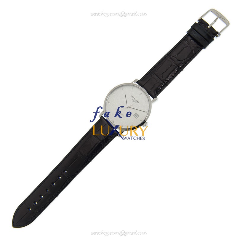Longines L4.910.4.77.2 ELEGANT Swiss Auto Movt Replica Watch - White Dial, Leather Band - Image 2