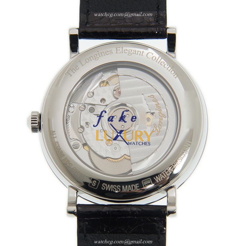 Longines L4.910.4.77.2 ELEGANT Swiss Auto Movt Replica Watch - White Dial, Leather Band - Image 3