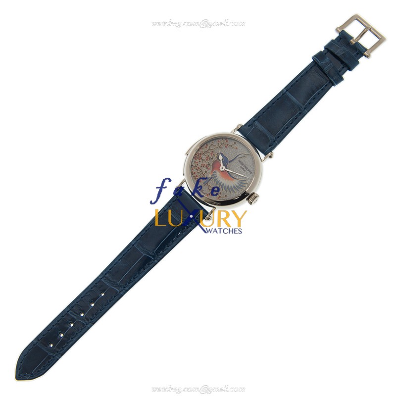 Patek Philippe 7000/50G-001 Replica Watch Automatic Blue Dial 18kt White Gold Leather Strap - Image 2