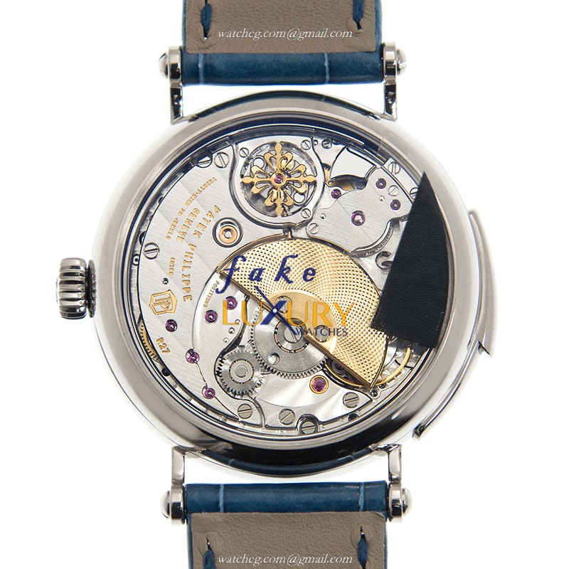 Patek Philippe 7000/50G-001 Replica Watch Automatic Blue Dial 18kt White Gold Leather Strap - Image 3