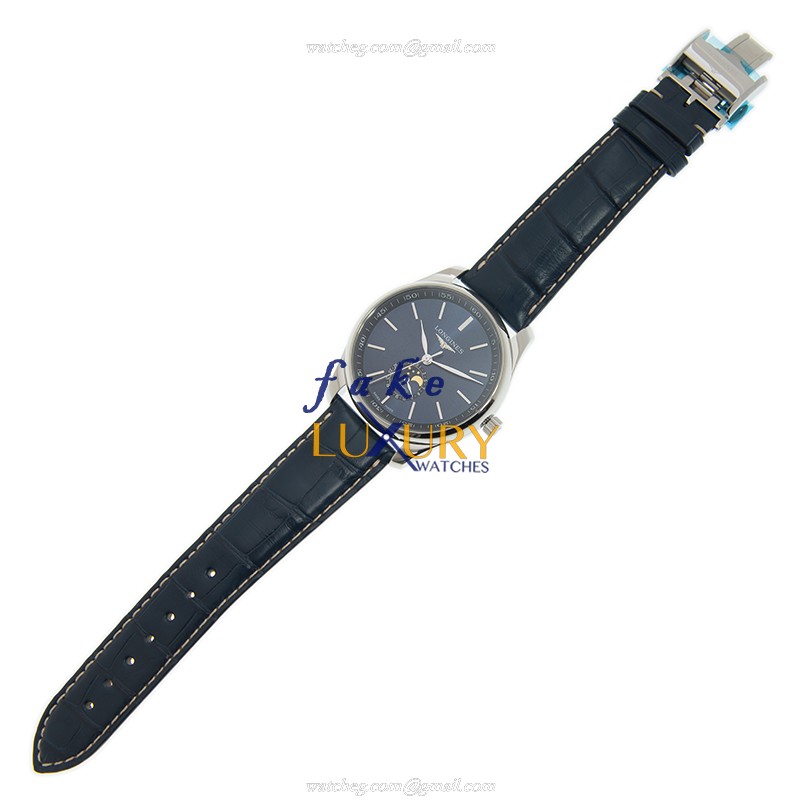 Longines Master Collection L2.919.4.92.0 Automatic Blue Dial Stainless Steel Alligator Strap - Image 2