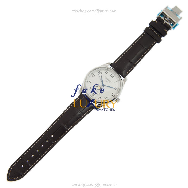 Longines L2.919.4.78.3 MASTER Replica Watch With Automatic Movement, White Dial, Brown Leather Strap - Image 2