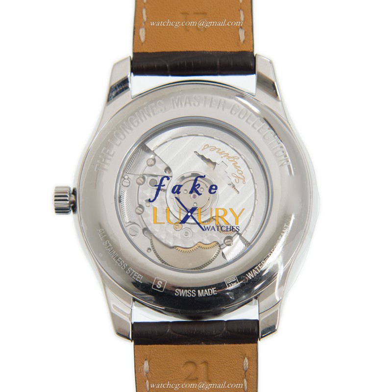 Longines L2.919.4.78.3 MASTER Replica Watch With Automatic Movement, White Dial, Brown Leather Strap - Image 3