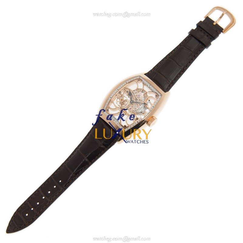 Franck Muller 9880 B S6 SQT 5N Cintree Curvex Replica Watch Manual Wind 18kt Rose Gold Transparent - Image 2