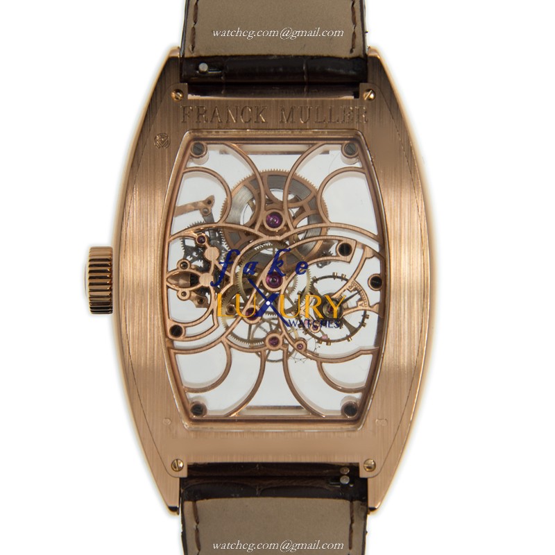 Franck Muller 9880 B S6 SQT 5N Cintree Curvex Replica Watch Manual Wind 18kt Rose Gold Transparent - Image 3