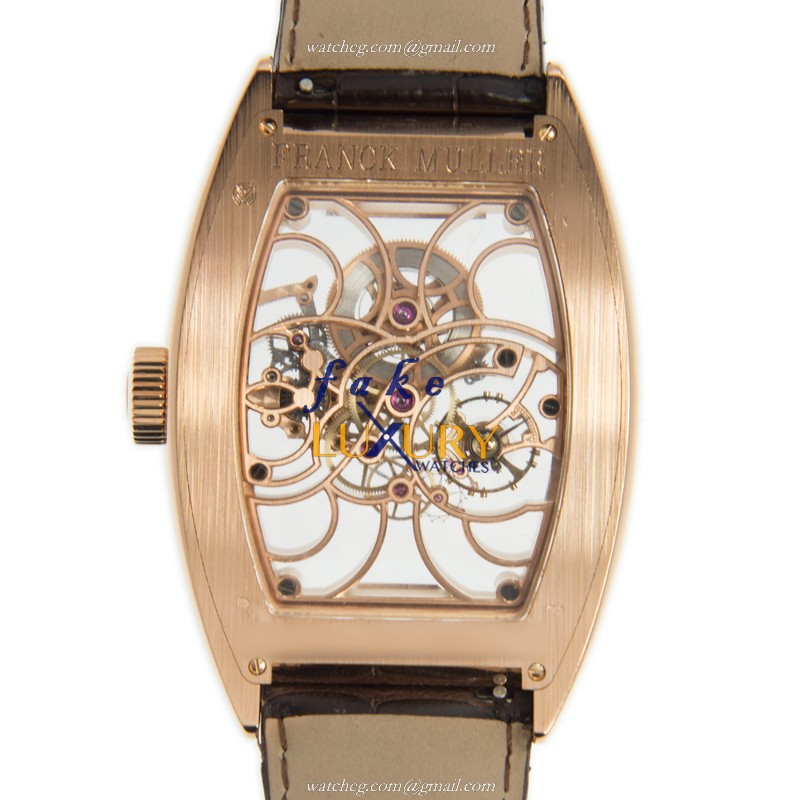 Franck Muller 9880 B S6 SQT 5N Cintree Curvex Replica Watch Manual Wind 18kt Rose Gold Transparent - Image 5