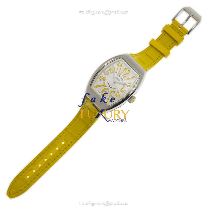 Franck Muller V 32 SC AT FO AC.JA Vanguard Replica Watch, White Dial, Yellow Leather Strap - Image 2