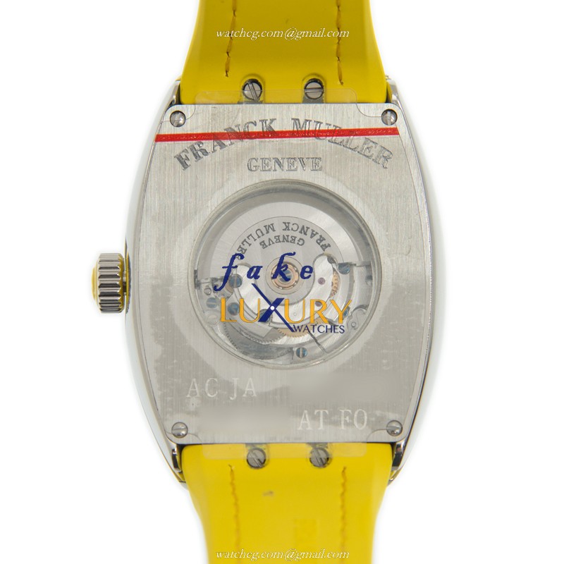 Franck Muller V 32 SC AT FO AC.JA Vanguard Replica Watch, White Dial, Yellow Leather Strap - Image 3