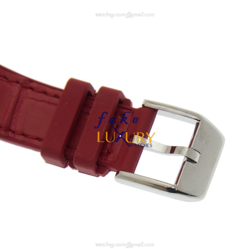 Franck Muller V 32 QZ AC.RG WHITE Replica Watch, Quartz, White Dial, Steel Case, Red Leather Strap - Image 4