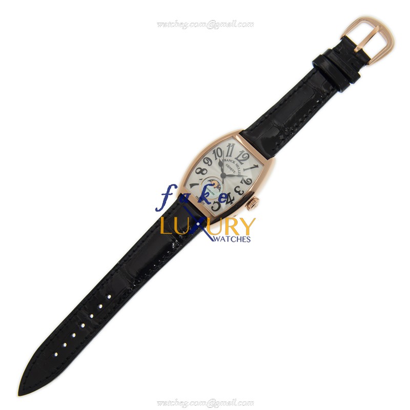 Franck Muller 7500 SC AT FO L 5N Replica Watch Automatic 18kt Rose Gold White Dial Leather - Image 2