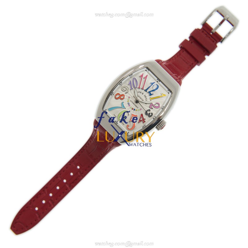 Franck Muller V 35 SC AT FO COL DRM AC.RG Replica Watch, Automatic, White Dial, Red Leather Strap - Image 2