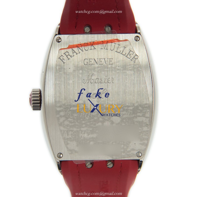 Franck Muller V 35 QZ AC.RG Vanguard Replica Watch, Quartz Movement, White Dial, Red Leather Strap - Image 3
