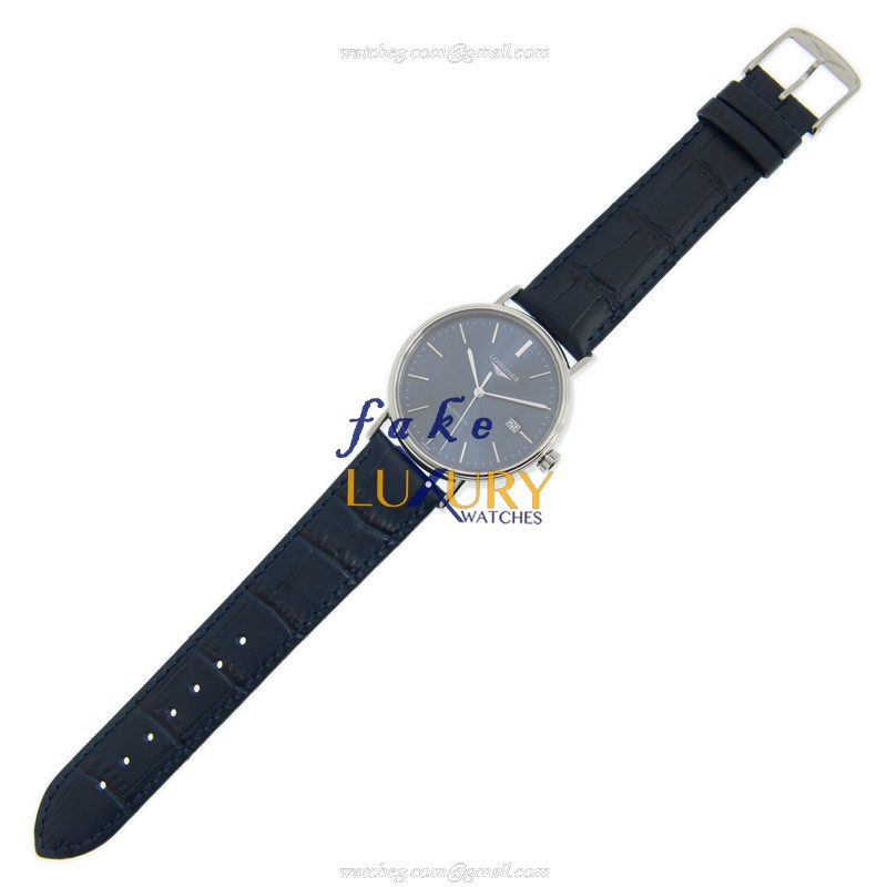 Longines L4.922.4.92.2 PRESENCE Automatic Blue Dial Leather Strap Replica Watch - Image 2