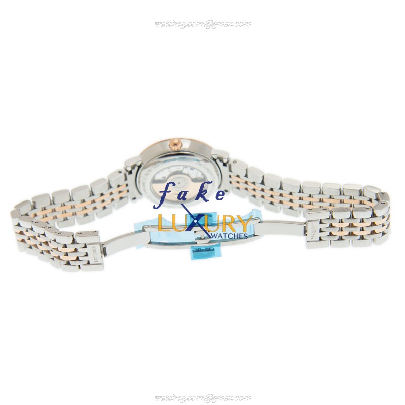 Longines Elegant L4.310.5.88.7 Automatic 18kt Rose Gold Diamond White Dial Replica Watch - Image 5