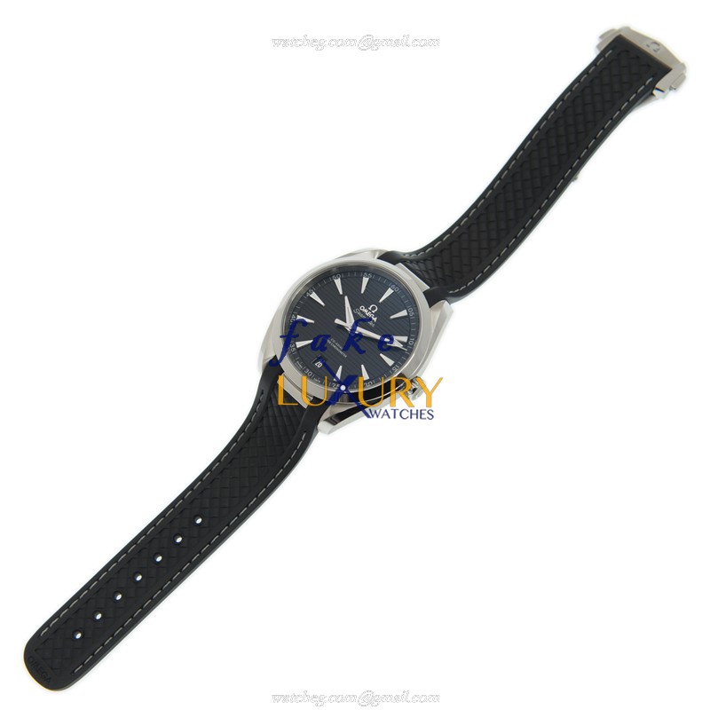 Omega 220.12.41.21.01.001 Replica Seamaster Automatic Black Dial Steel Case Leather Strap Watch - Image 2