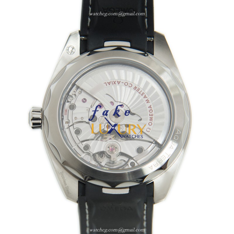 Omega 220.12.41.21.01.001 Replica Seamaster Automatic Black Dial Steel Case Leather Strap Watch - Image 3