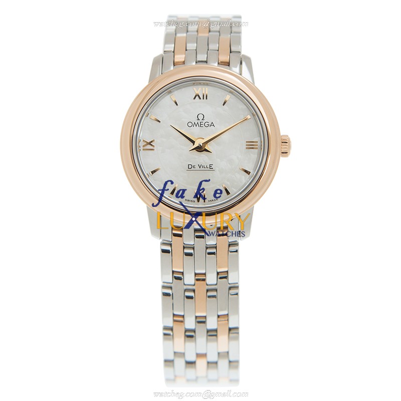 Omega 424.20.24.60.05.002 DE VILLE Quartz 18kt Rose Gold & Steel - Replica Watch - White Dial - Image 2