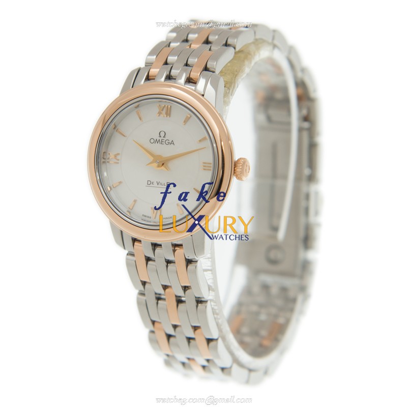 Omega 424.20.24.60.05.002 DE VILLE Quartz 18kt Rose Gold & Steel - Replica Watch - White Dial - Image 3