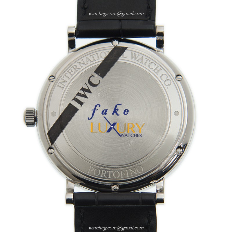 IWC IW356502 Portofino Replica Watch, Black Dial, Steel Case, Alligator Strap, Automatic - Image 3