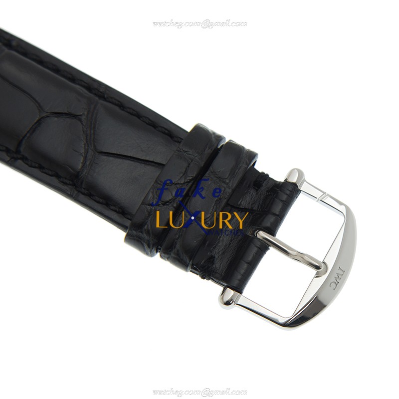 IWC IW356502 Portofino Replica Watch, Black Dial, Steel Case, Alligator Strap, Automatic - Image 4