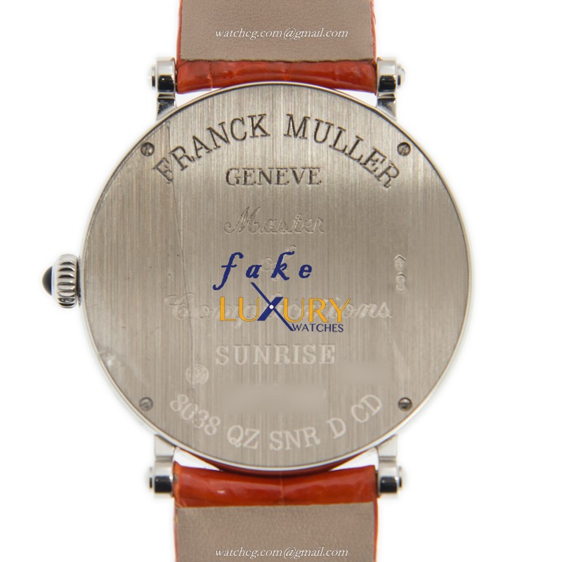 Franck Muller 8038 QZ SNR D CD OG Replica Watch, Quartz Movement, White Dial, Orange Leather Strap - Image 3