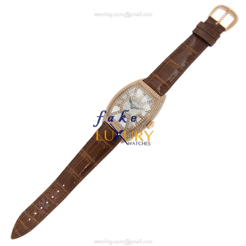 Franck Muller 7882 QZ SNR D CD 5N Cintree Curvex Quartz 18kt Rose Gold Diamond White Dial Replica - Image 2