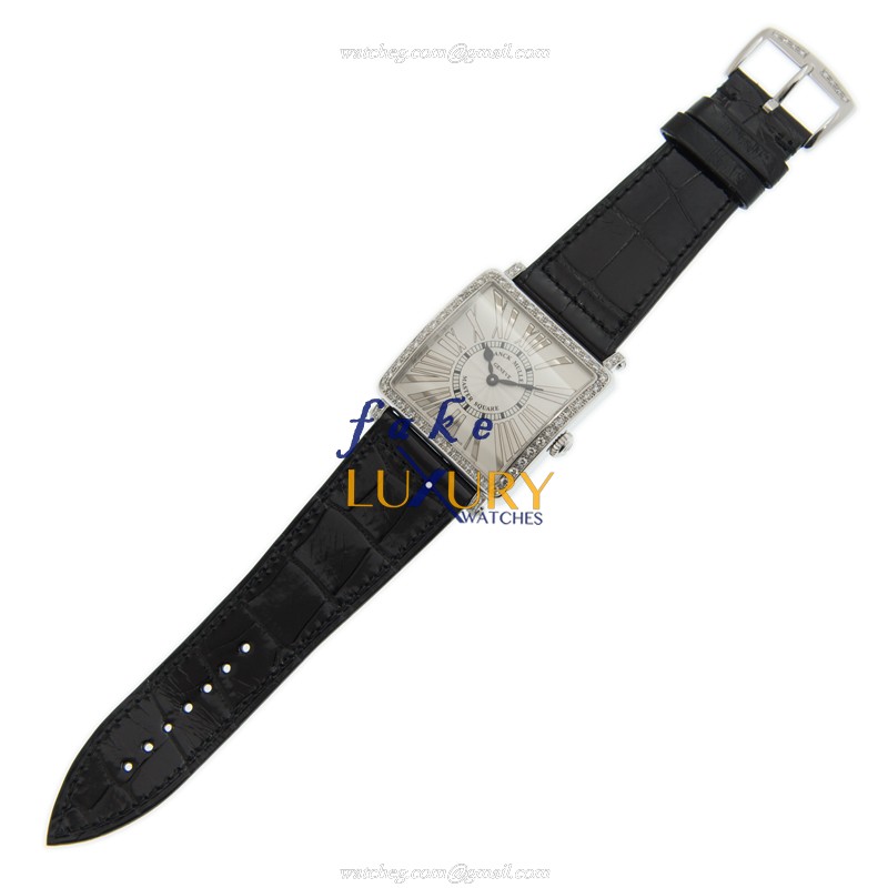 Franck Muller 6002 M QZ REL R D 1R OG Master Square Quartz 18kt White Gold Diamond Brown Leather - Image 2