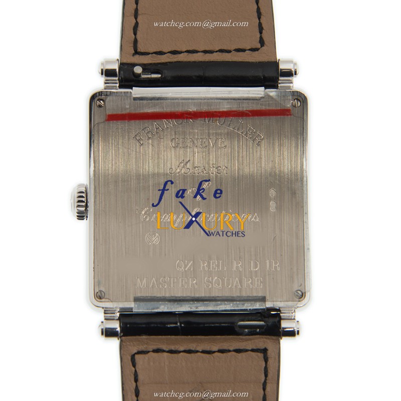 Franck Muller 6002 M QZ REL R D 1R OG Master Square Quartz 18kt White Gold Diamond Brown Leather - Image 3