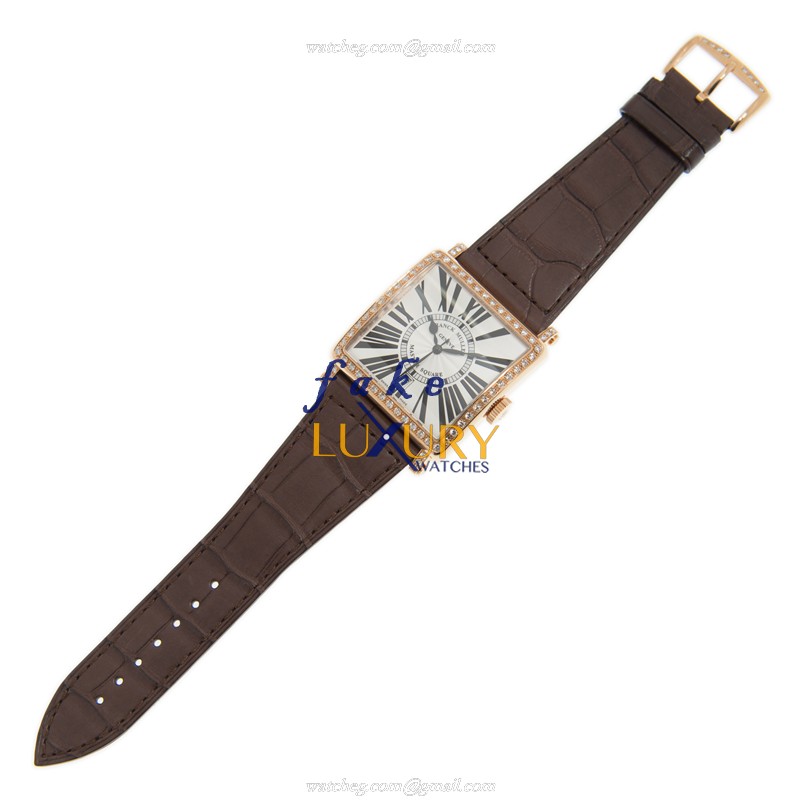 Franck Muller Master Square 6000 H SC DT R D 1R 5N Automatic Rose Gold Diamonds White Dial Replica - Image 2