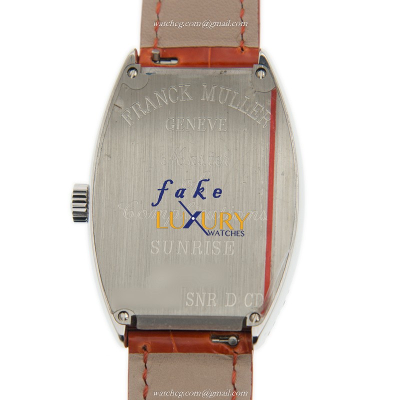 Franck Muller 5852 QZ SNR D CD AC Long Island Replica Watch, White Dial Orange Leather Strap - Image 3