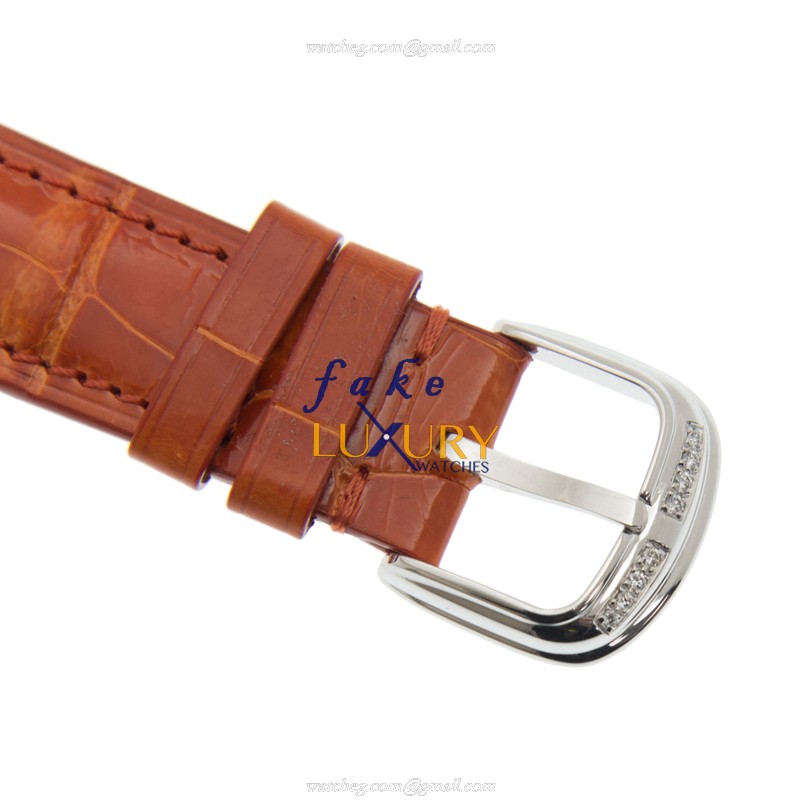 Franck Muller 5852 QZ SNR D CD AC Long Island Replica Watch, White Dial Orange Leather Strap - Image 4