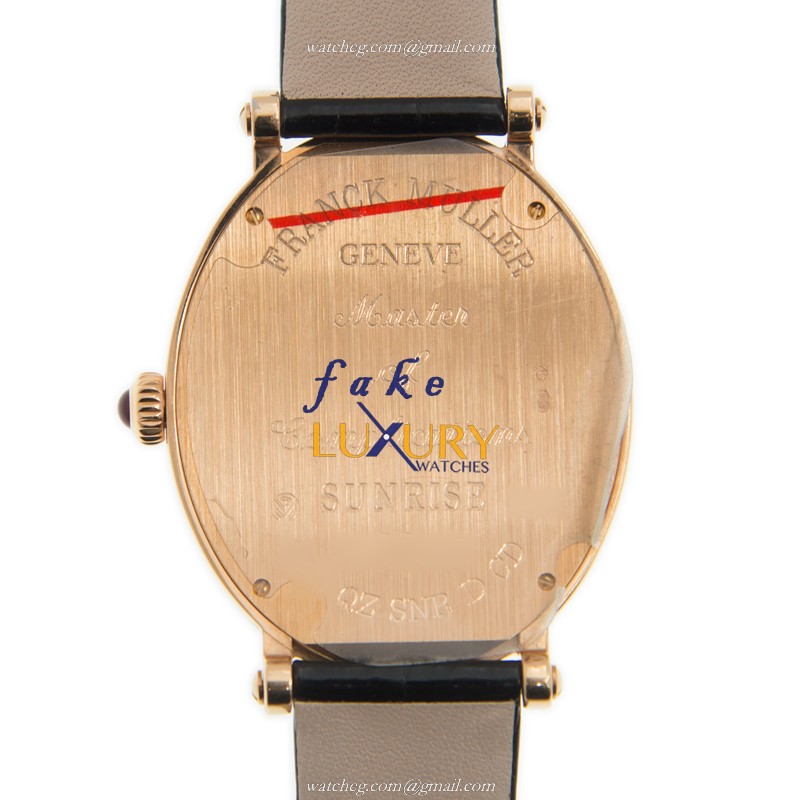 Franck Muller 1638 QZ SNR D CD 5N - Replica Watch - Quartz - 18kt Rose Gold - Orange Leather Strap - Image 3