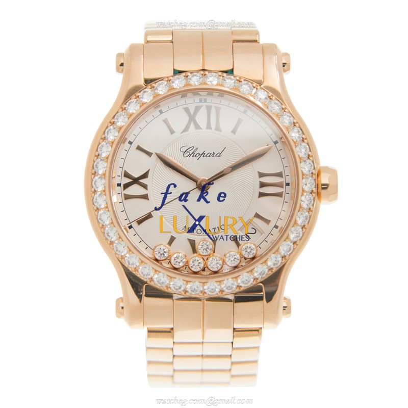 Chopard 274808-5004 Replica Happy Sport Watch - Auto 18kt Rose Gold & Diamond Case - Image 2