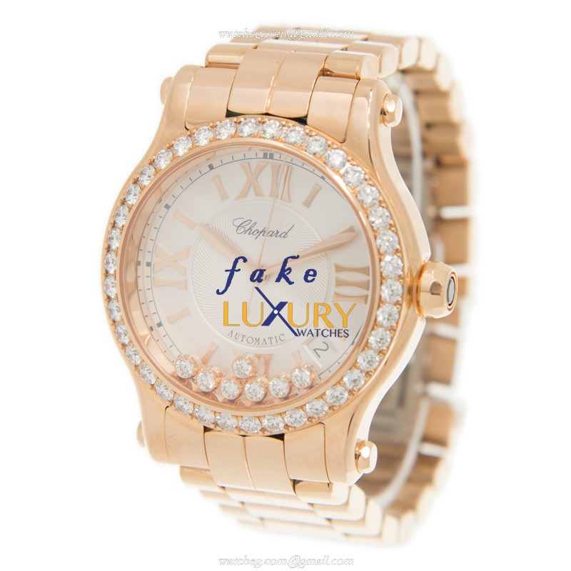Chopard 274808-5004 Replica Happy Sport Watch - Auto 18kt Rose Gold & Diamond Case - Image 3