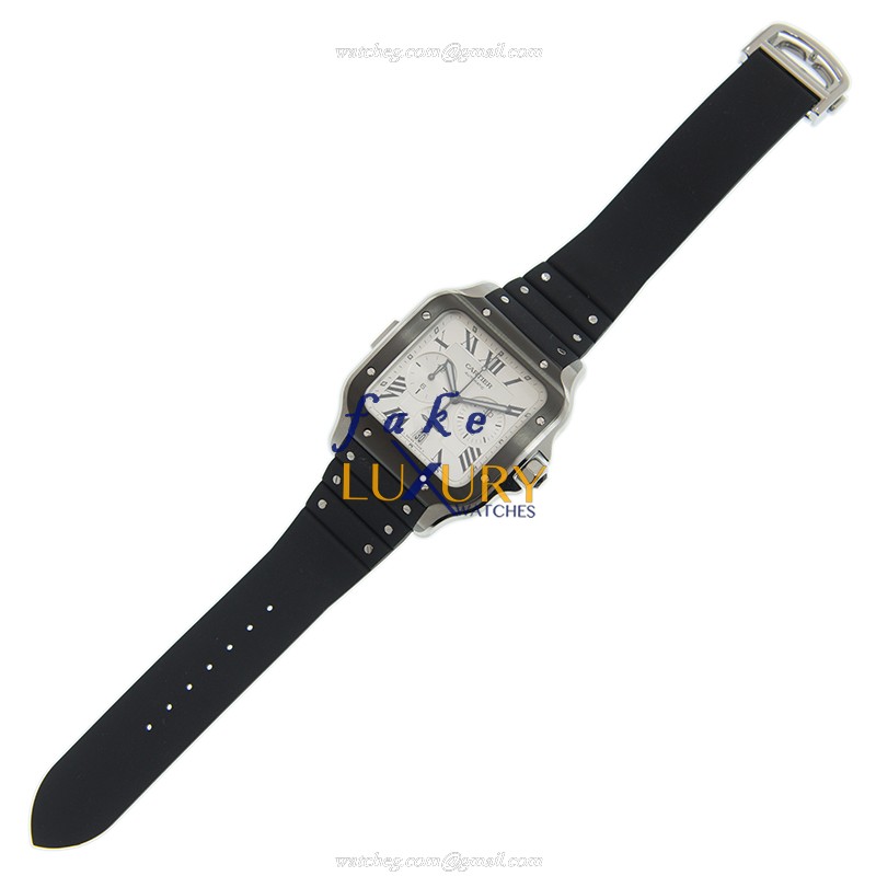 Cartier WSSA0017 Santos - Replica Watch - Automatic - Stainless Steel Case - White Dial - Rubber - Image 2