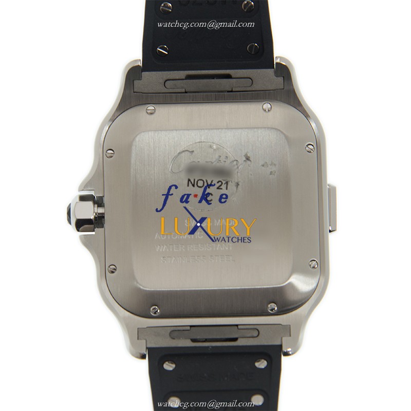 Cartier WSSA0017 Santos - Replica Watch - Automatic - Stainless Steel Case - White Dial - Rubber - Image 3