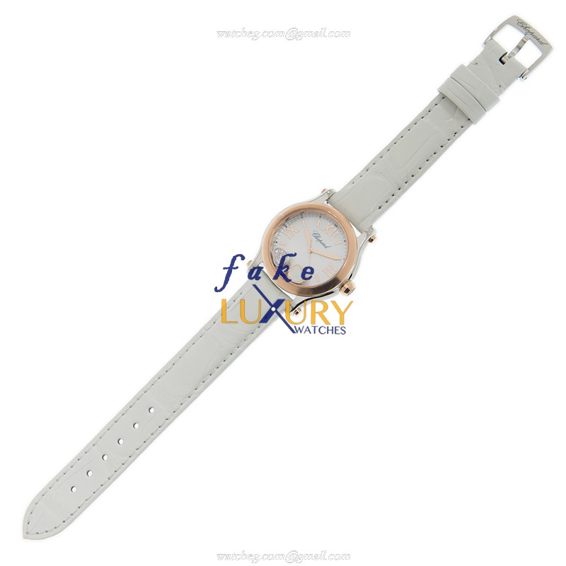 Chopard 278590-6005 HAPPY HEARTS Quartz 18kt Rose Gold & Steel Replica Watch | 30mm White Dial - Image 2