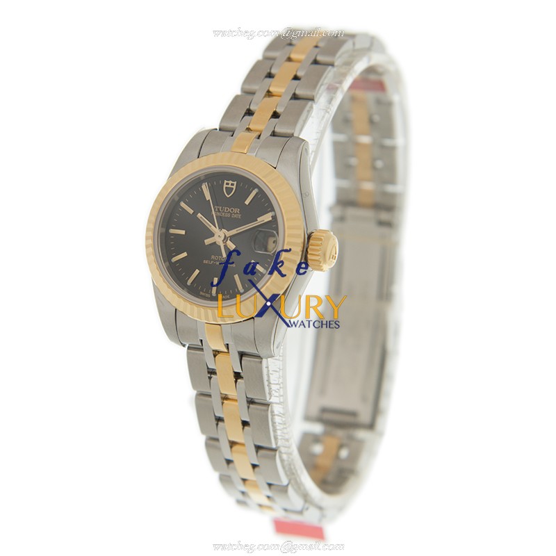 Tudor 92513-62423-BK PRINCESS DATE Auto 18kt Gold Steel Clone Watch, Black Dial - Image 3