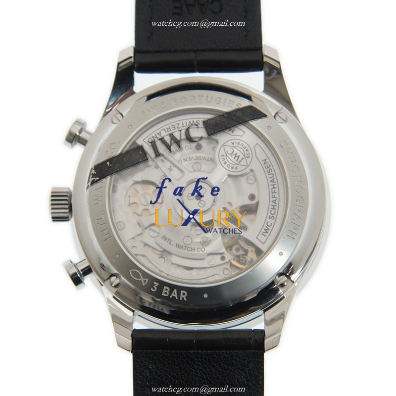IWC IW371609 Portuguese - Replica Watch - Automatic - Steel Case - Black Dial - Alligator Strap - Image 3