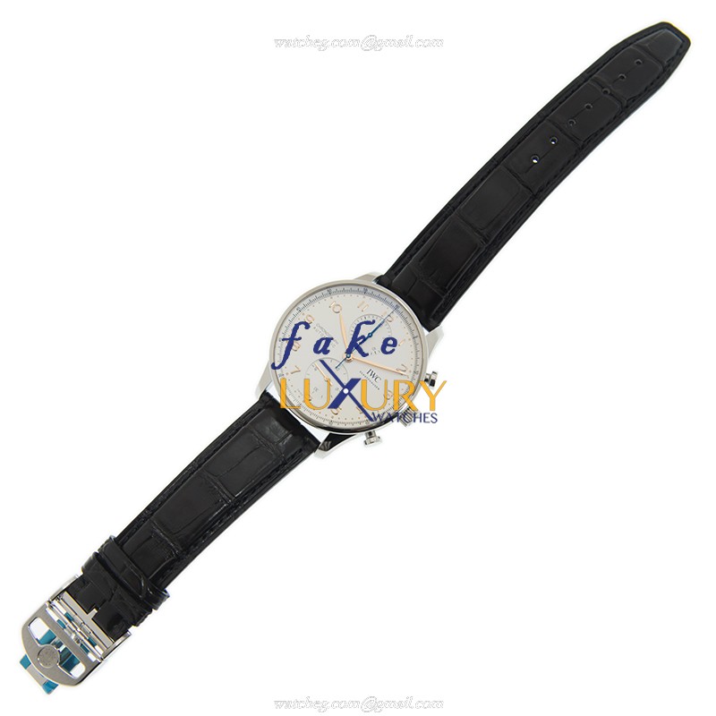 IWC IW371604 Portuguese Automatic Replica Watch, White Dial, Blue Alligator Strap - Image 2