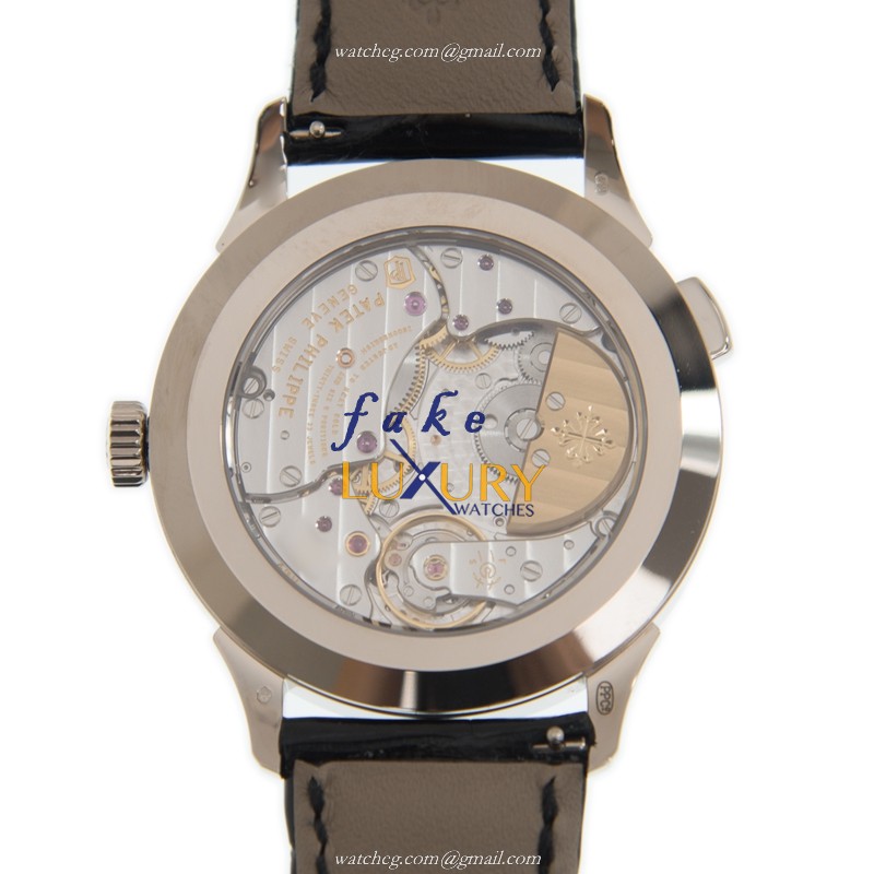 Patek Philippe 5230G-014 Replica Watch - Automatic - 18kt White Gold - White Dial - Black Leather - Image 3