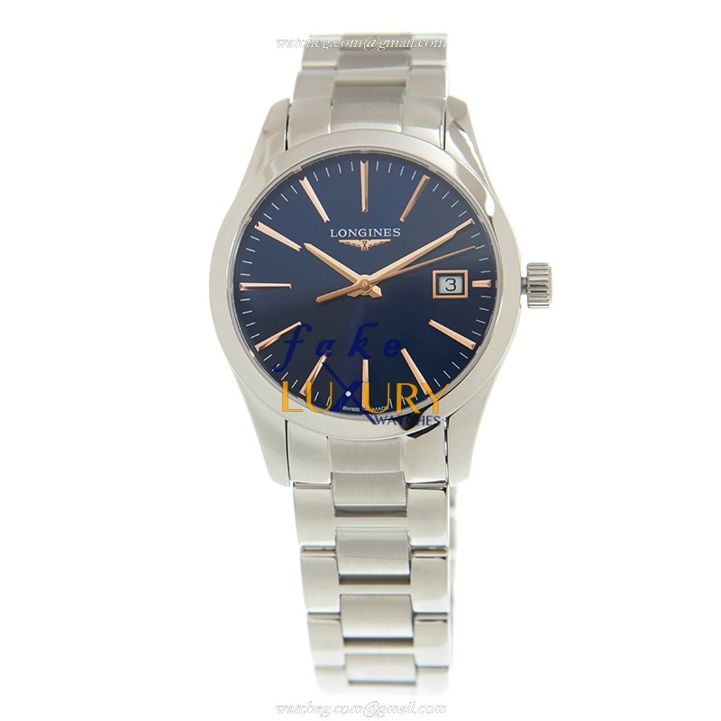 Longines L2.386.4.92.6 Replica Watch, Swiss Quartz, Blue Dial, Silver Steel Case - Image 2