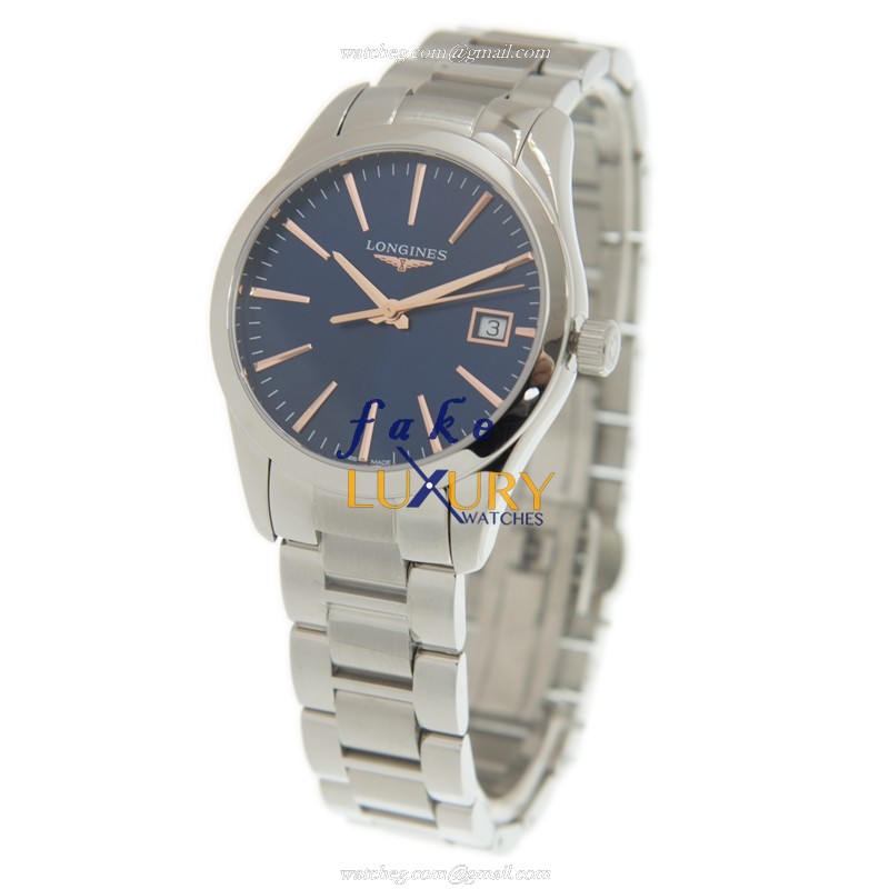 Longines L2.386.4.92.6 Replica Watch, Swiss Quartz, Blue Dial, Silver Steel Case - Image 3
