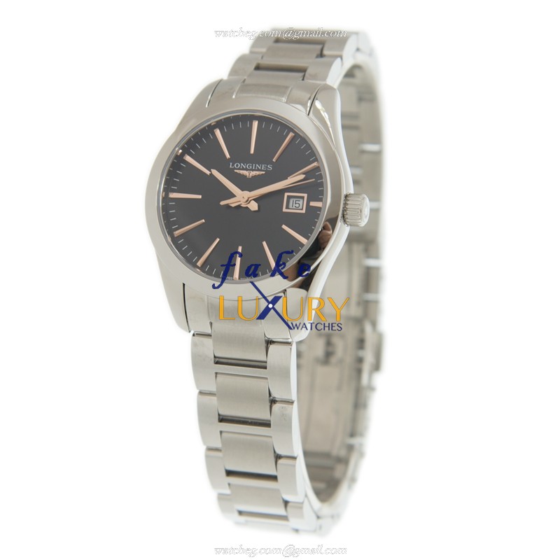 - L2.286.4.52.6 LONGINES CONQUEST CLASSIC Quartz Black Dial Silver Steel Replica Watch - Image 3
