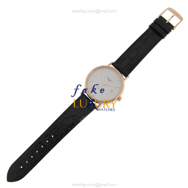 Longines L4.922.1.12.2 PRESENCE Auto 18kt Rose Gold Replica Watch, Swiss Movement, White Dial - Image 2