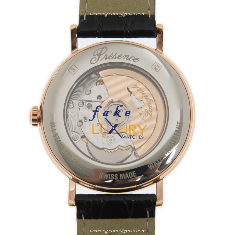 Longines L4.922.1.12.2 PRESENCE Auto 18kt Rose Gold Replica Watch, Swiss Movement, White Dial - Image 3